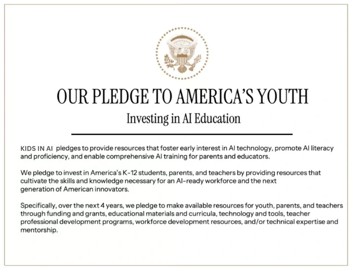 Our Pledge to America’s Youth: Investing in AI Education, the pledge made by Kids IN AI